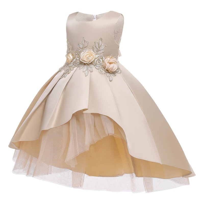 Girls Red Dress New Children's Wear Girl Flower Girl Dress Princess Dress Children Piano Performance Host Children's Dress