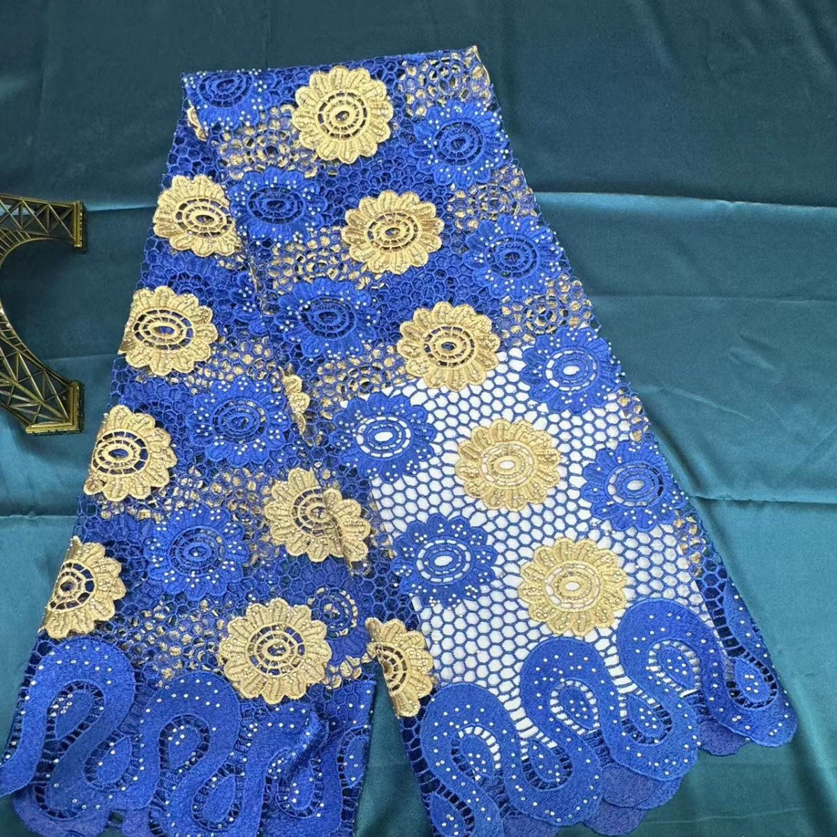 Cross-border African Two-color Polyester Light Water-soluble Full Fabric Lace Hollow dress Overskirt Fashion Fabric