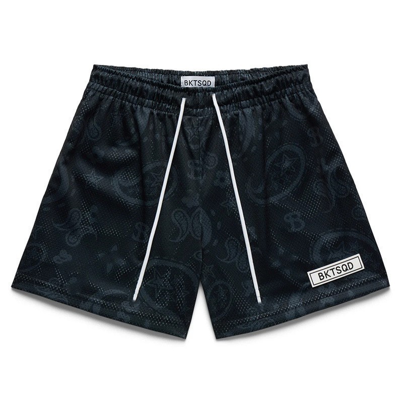 American Sports Cashew Flower Mesh Quick-Drying Shorts Men's Four-Point Loose Large Size No-Knee Beach Basketball Swimming Trunks
