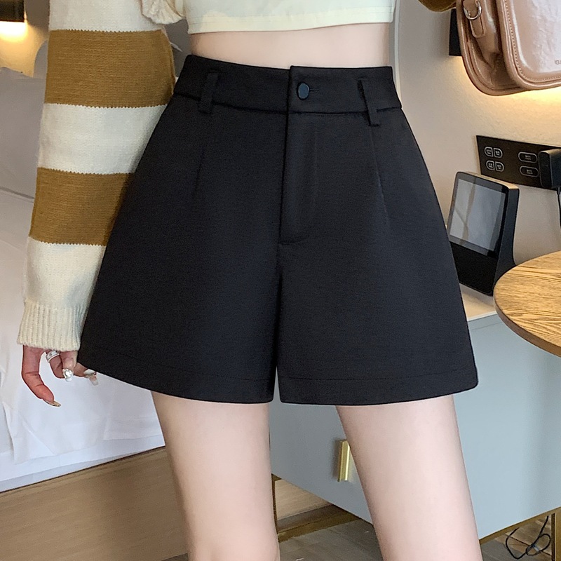 Shorts plus size Women Casual High Waist 2023 New Autumn and Winter Black Wide Leg Slimming Spice Girls All-match Suit Pants