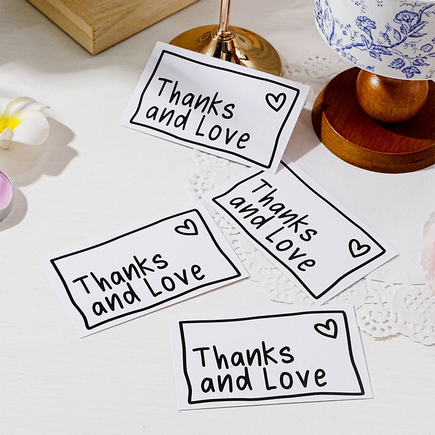Picture of 30 simple black and white Pink ins style rectangular greeting cards happy birthday Thank you bouquet cards