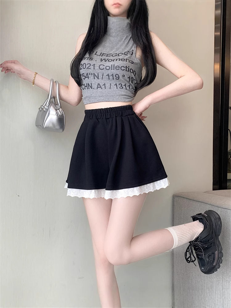 Lace Sports Shorts Women's Summer 2025 New Loose High Waist Slimming Home Design Wide Leg Hot Pants