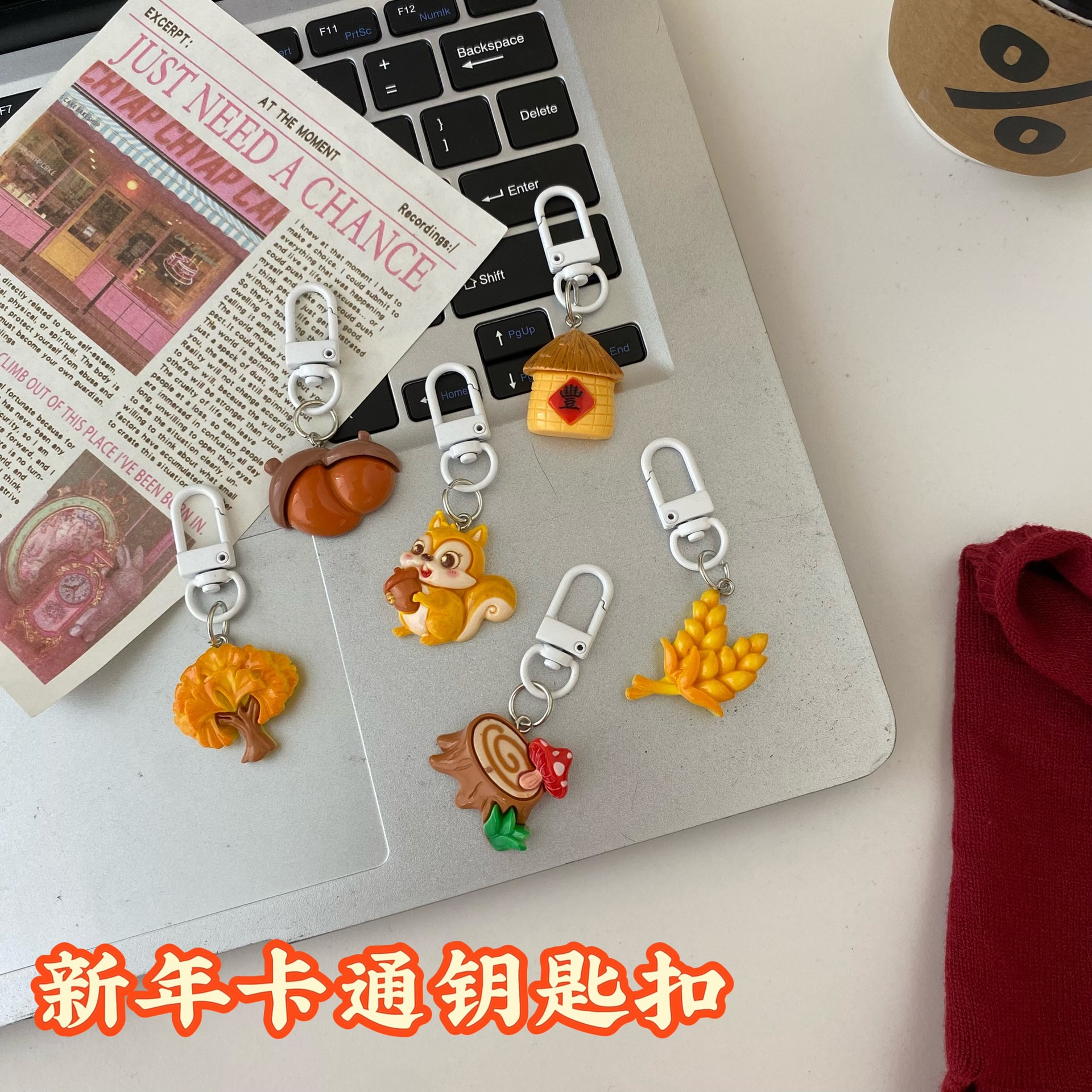 Cute Winter Squirrel Keychain Original Bag Pendant Ins Girl Cartoon Keychain Girlfriend Gift