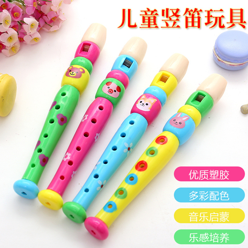 Plastic cartoon flute plastic children's clarinet 6-hole small piccolo playing musical instrument infant educational toys