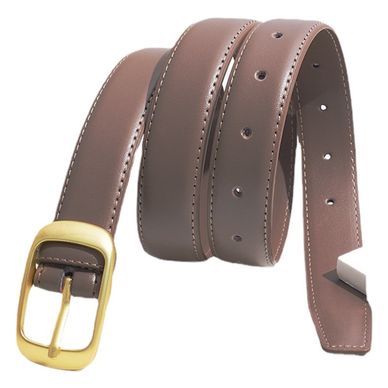 Women's Genuine Leather Versatile Belt 2023 New Style Belt with Pin Buckle Fashion Decorative Jeans Belt Simple Cowhide