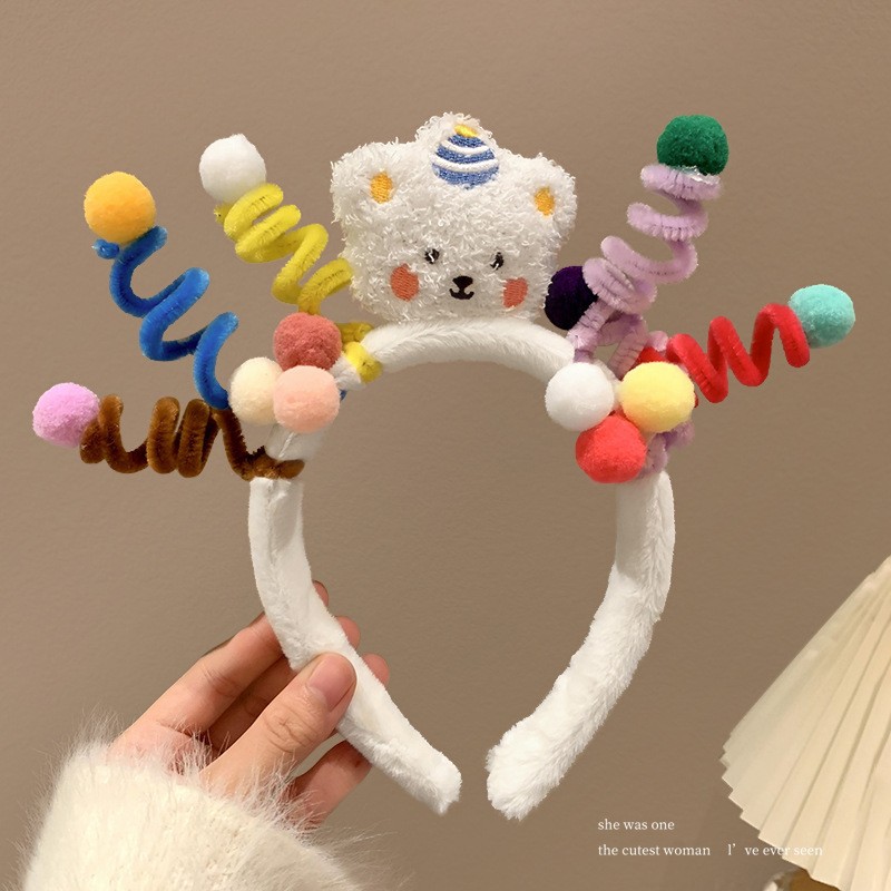 Picture of Special Headband for Face Washing for Women 2025 New Autumn and Winter Cute Bear Headband Hairband Hairpin Hair Accessory Plush Headwear