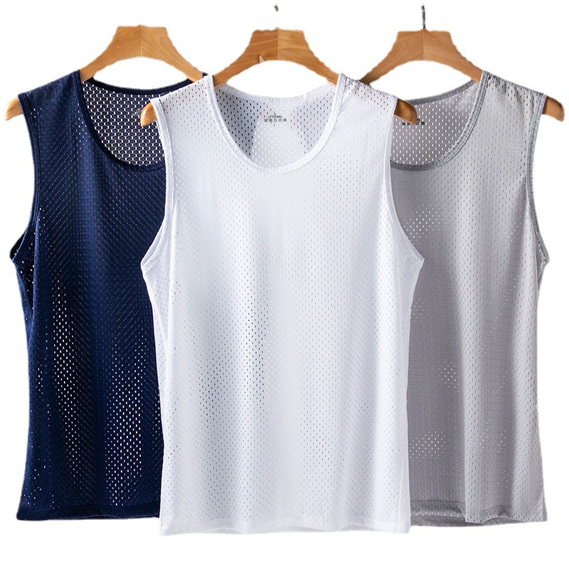 Picture of Men's Ice Silk Mesh Vest Summer Thin Slim Fitness Sports Men's Sleeveless Vest Men's Bottoming Wholesale