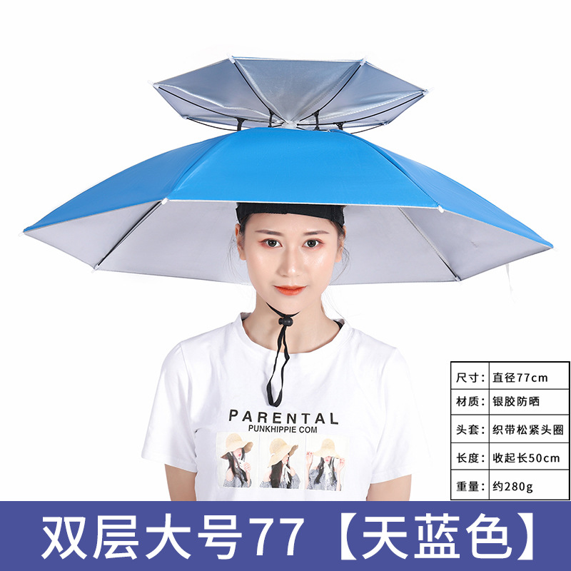 Picture of Large wholesale double-layer wind-resistant sturdy umbrella cap large folding dual-use sturdy sunshade umbrella custom advertising