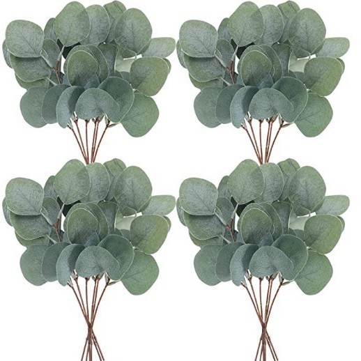 Picture of Simulation eucalyptus cuttings short branches with fruit money leaves diy single Nordic simulation plant eucalyptus leaves wholesale