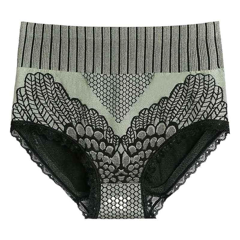 Cross-border court underwear women's 2.0 second generation lace plus size high waist belly contracting hip lifting women's briefs cotton bottom crotch