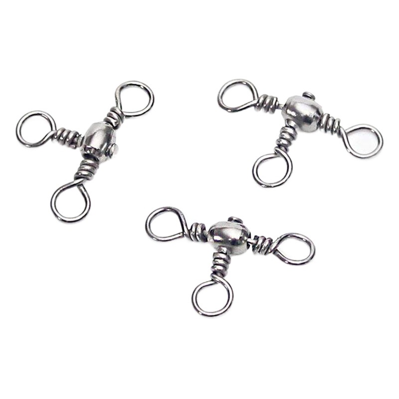 Barrel-Shaped Through-Ring Swivel, Figure-Eight Ring Connector, Three-Prong Swivel Stainless Steel, Iron and Copper Swivel, Fishing Gear Manufacturer Approved