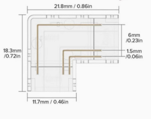 Picture of cob strip connector mini crystal buckle L type no dark area welding-free joint 5mm 8mm strip welding-free connector