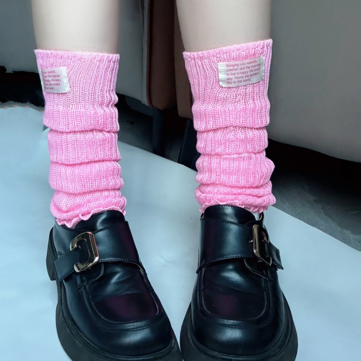 Socks Millennial Spice Girls Solid Color Calf Socks Spring Dopamine Cloth Label Stack Breathable Korean Pin Socks for Children