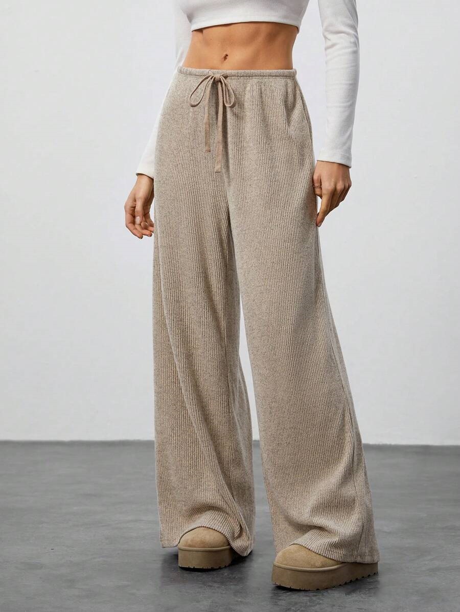 Amazon cross-border foreign trade new European and American women's solid color draped waist drawstring wide-leg casual pants