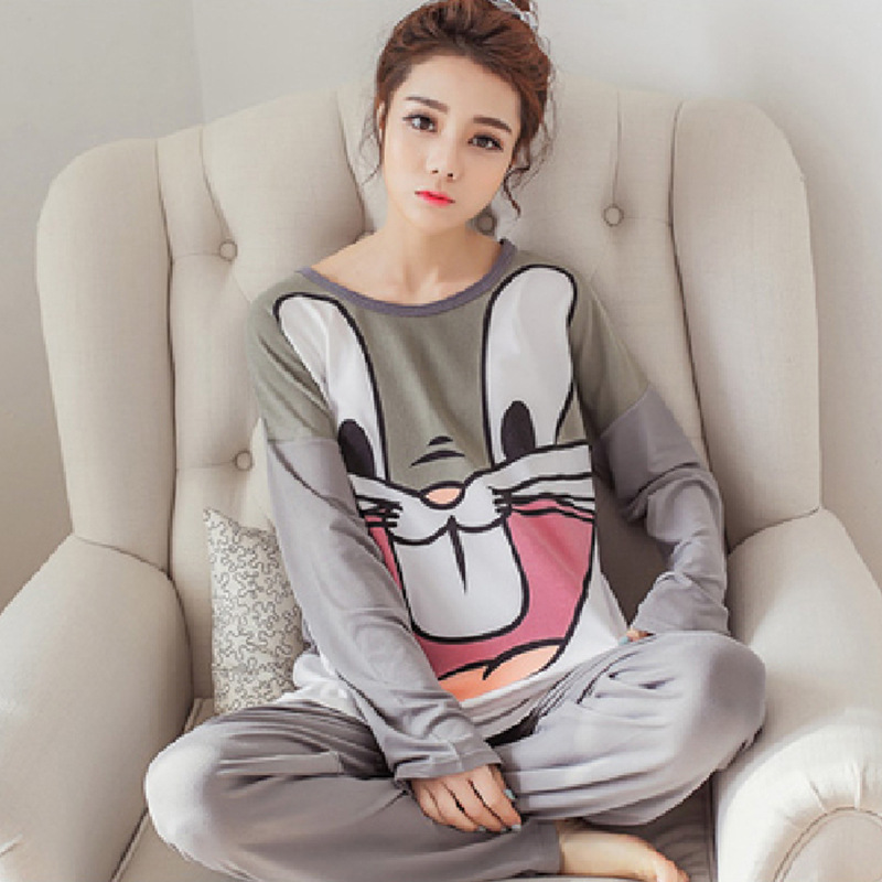 Picture of Factory Clearance Welfare Spring and Autumn Pajamas Women's Casual Comfortable Lady Style Long Sleeve Trousers Two-Piece Home Clothes