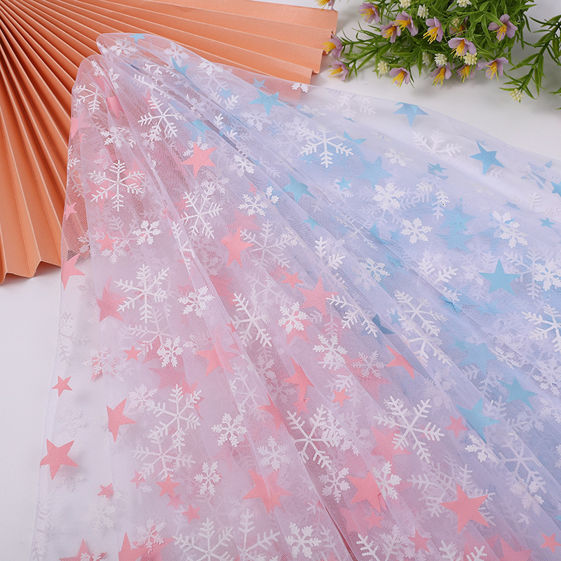 New Star Snowflake Mesh Christmas Decoration Props Mesh Children's Clothing Princess Dress Headdress Toy Clothing Accessories