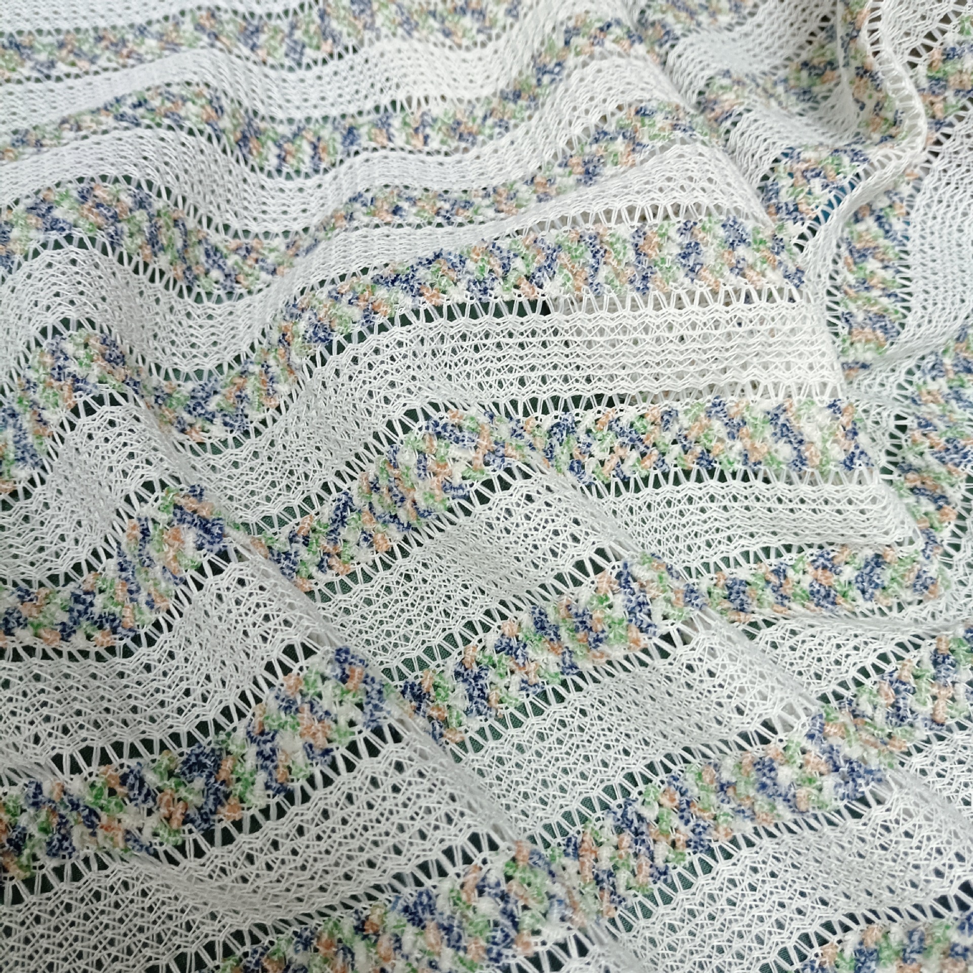 Crocheted Lace Fabric Color Yarn Striped Handmade DIY Hollow Crocheted Hanfu Shawl Scarf Lace Accessories Fabric