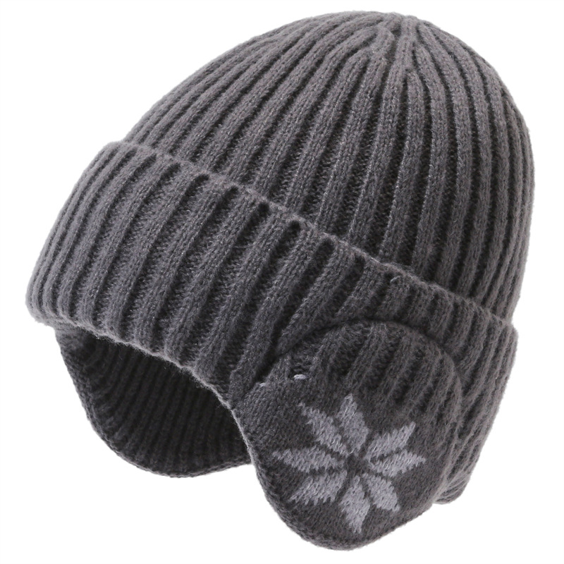 Picture of Hat men's winter warm knitted hat winter cycling fleece-lined ear protection wool hat scarf men's youth pullover hat