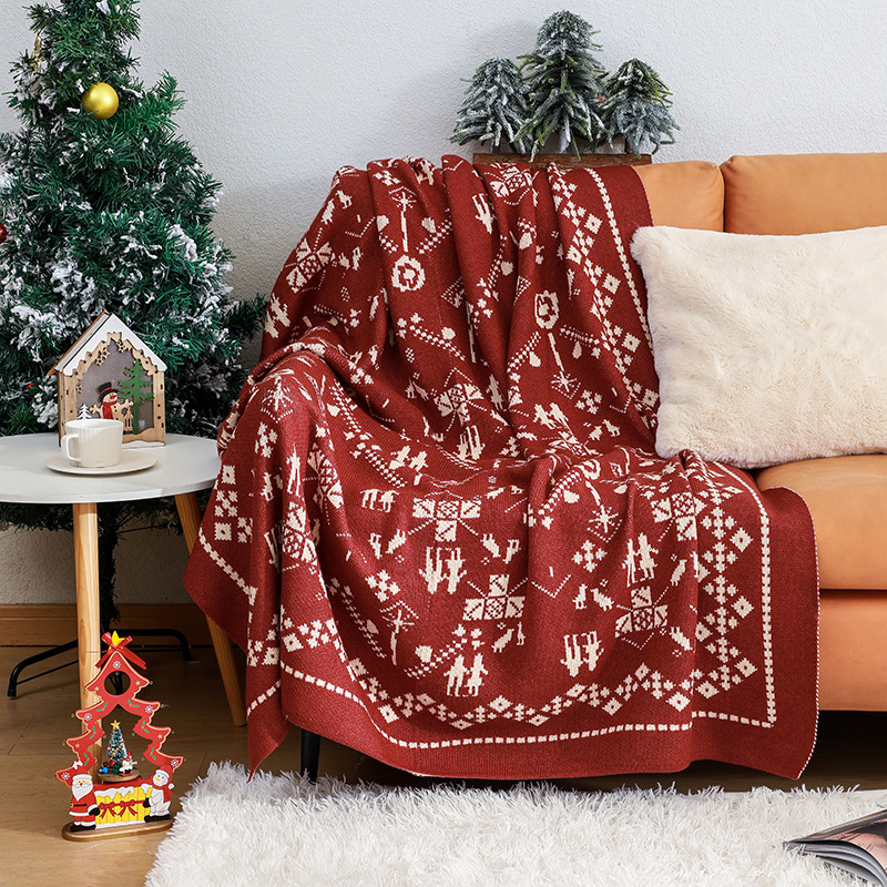 Christmas style sofa blanket blanket office nap blanket air conditioning blanket bed & breakfast decoration can add gift box