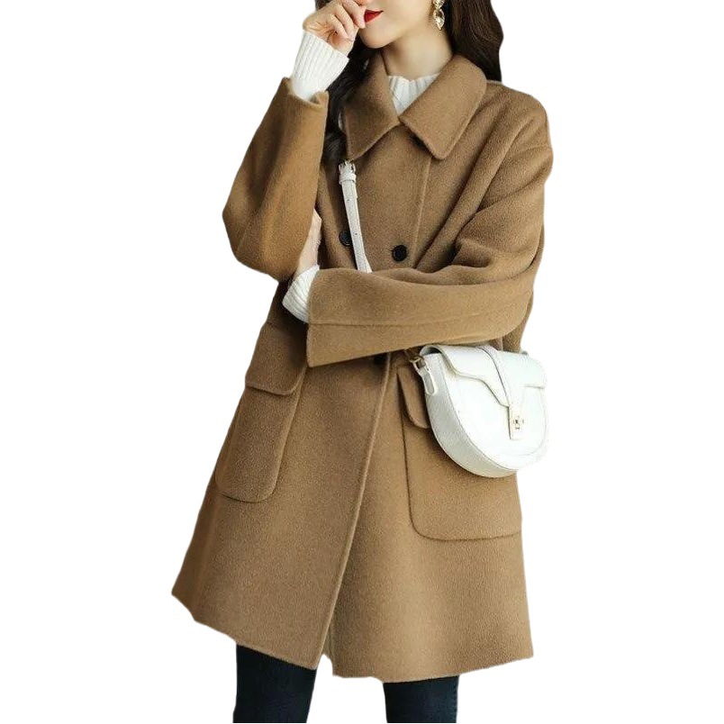 Picture of Woolen Coat Women's 2023 Autumn and Winter New Age-reducing Thickened Korean Style Warm Mid-length Loose Small Women's Coat
