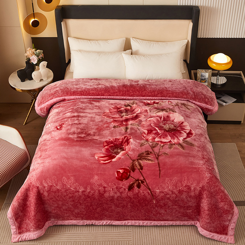 Picture of Raschel Blanket Double Thickened Blanket Super Soft Fleece Blanket Cover Blanket Wedding Red Blanket Warm Blanket Gift Wholesale