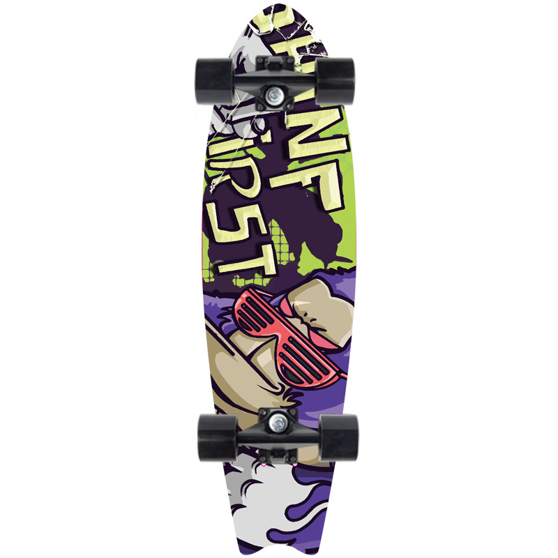 Picture of 28 inch maple small fish Board children Brush Street road beginners four-wheel skateboard single rocker skateboard