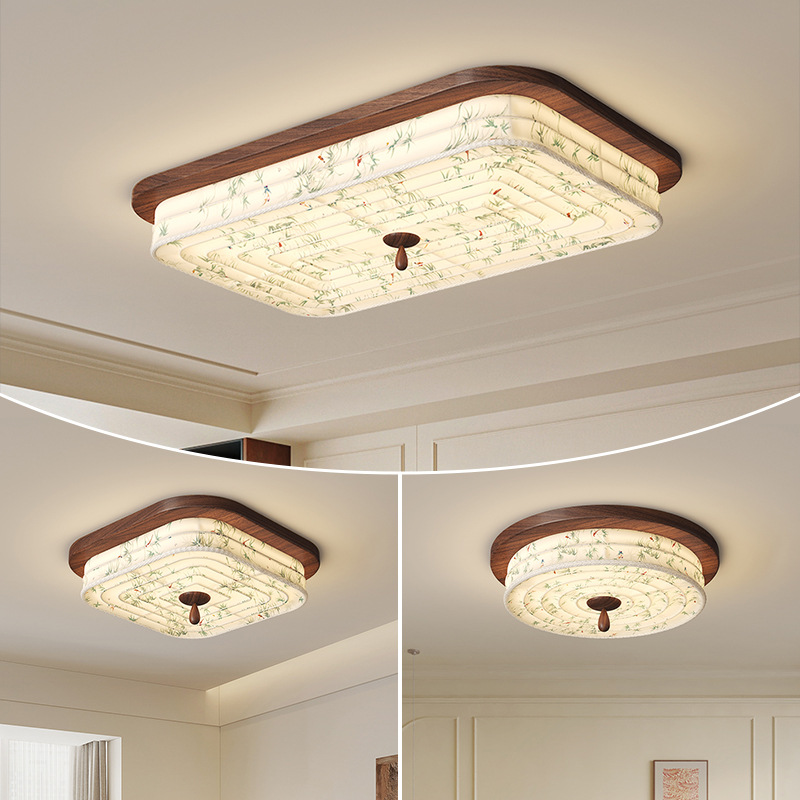 Song Dynasty Aesthetic Living Room Ceiling Lamp Fabric Pattern Bedroom Lamp Study Chinese Style Eye Protection Warm Room Ceiling Lamp