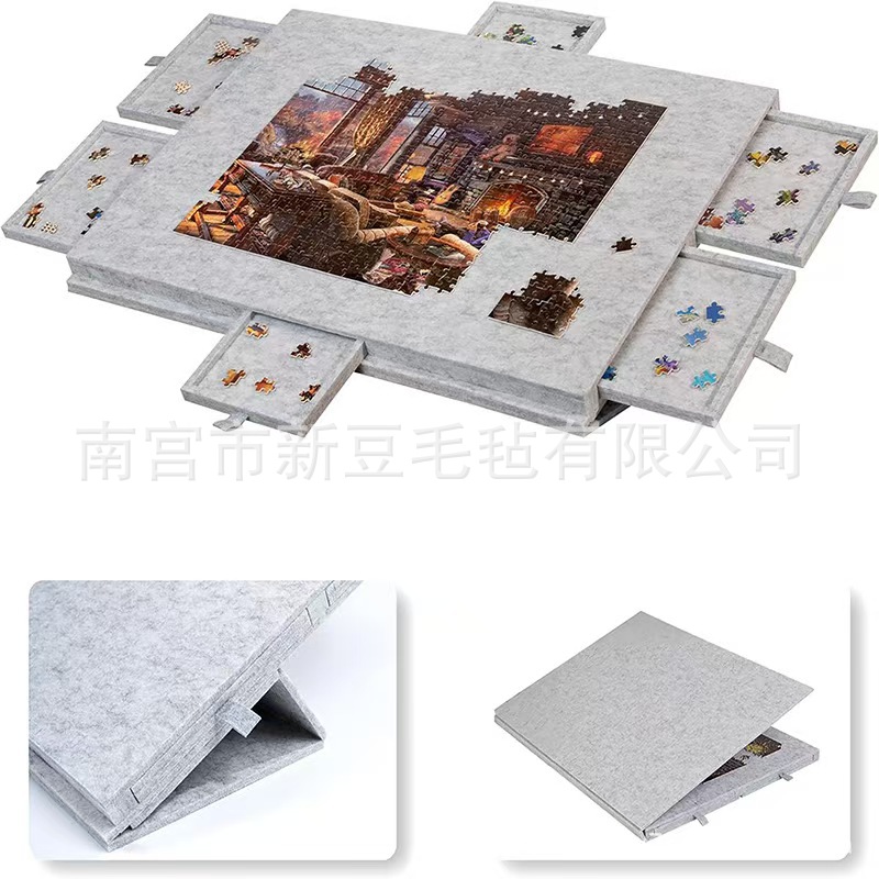 Cross-border Children's Jigsaw Classification Board Jigsaw Table Board with Stand Lid 6 Drawer Portable Jigsaw Table Jigsaw Box