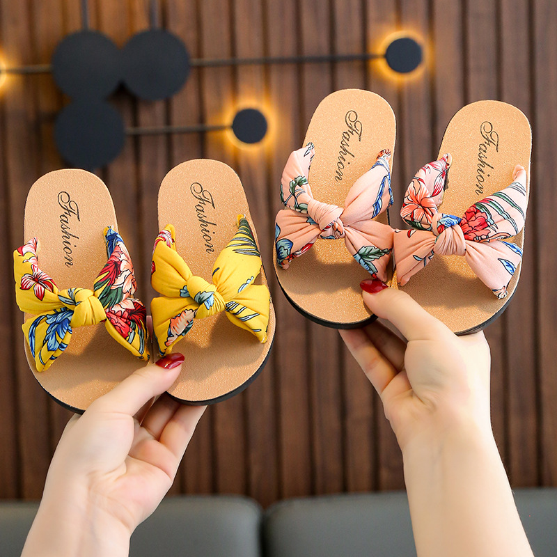 Picture of Bohemian style girls' sandals children's slippers sponge comfortable soft casual indoor and outdoor printed fabric sandals