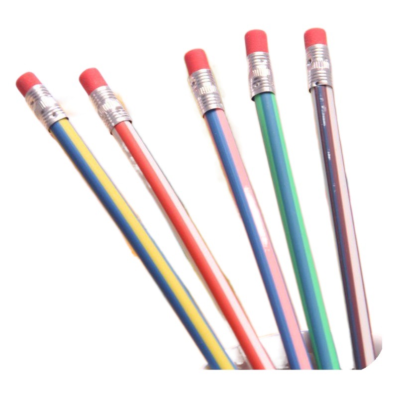 Manufacturer Sells Colorful Soft Striped Pencils, Creative Cute Curved Writing Pens for Students and Children, Learning Prizes Wholesale