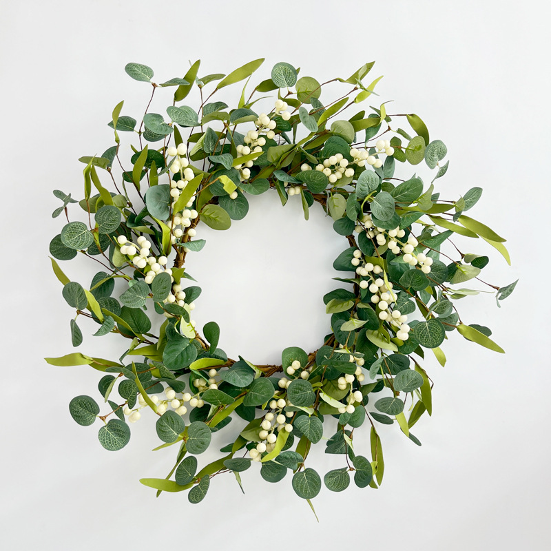 Iron bottom ring 20 inch large eucalyptus wreath simulation berry wreath eucalyptus door hanging cross-border spot wholesale