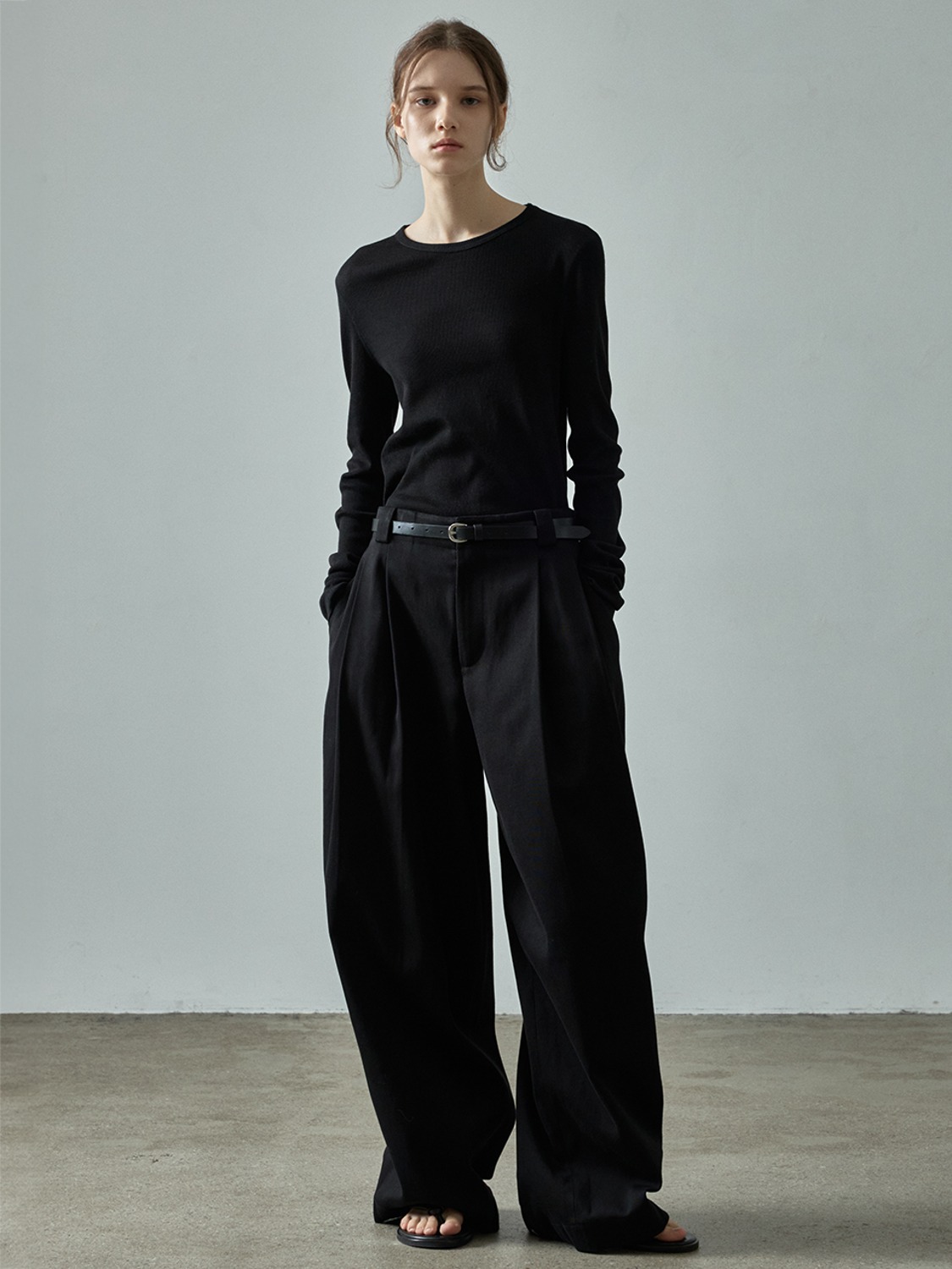 In Stock~24S Autumn and Winter Korean Fac*De Patte*N Simple Round Neck Slimming Look Pure Color Wool Bottoming Shirt