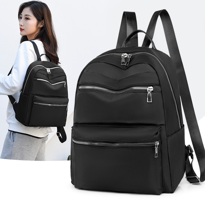 New Waterproof Nylon Cloth Bag Large Capacity Women's Backpack Junior High School Student Schoolbag Korean Style All-match General Bag