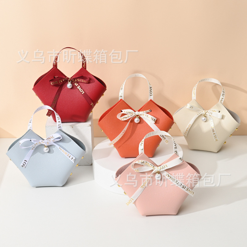 Nordic Style Candy Box Leather Candy Box Wedding Gift Box Packaging New Creative Wedding Gift Candy Bag Handbag