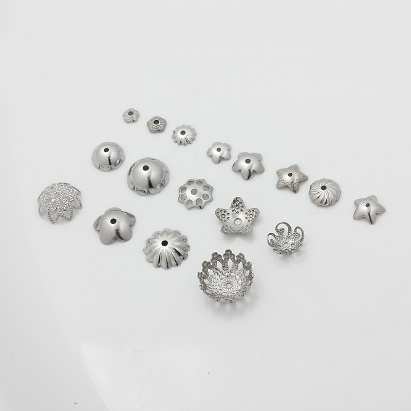Picture of 100 Non-Fading Stainless Steel Titanium Steel Flower Tray Necklace Accessories Bracelet Spacer Beads Loose Beads DIY Jewelry Accessories