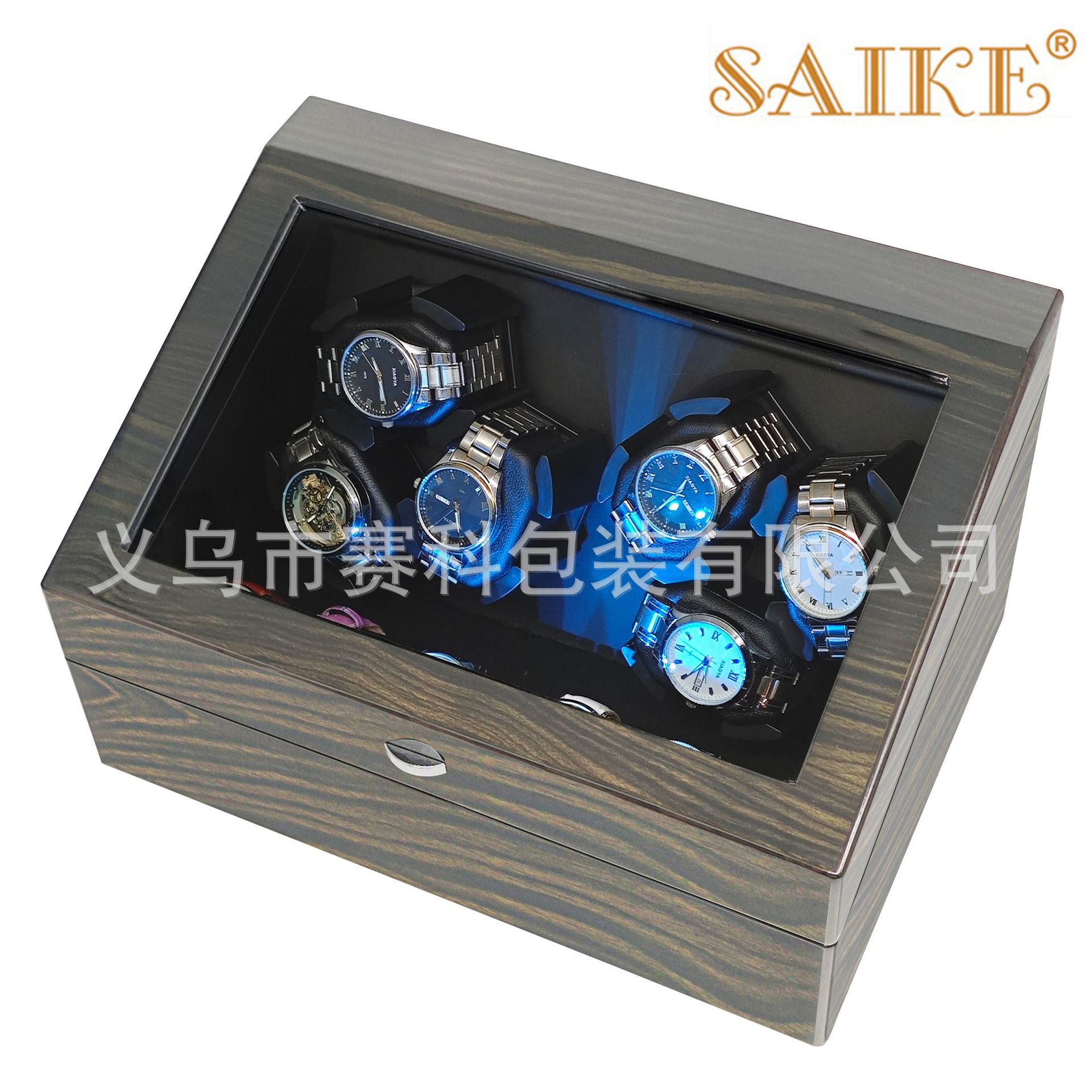 in stock gold sandalwood grain wood high-gloss paint 6 6 epitope automatic mechanical watch shaker electric watch box home