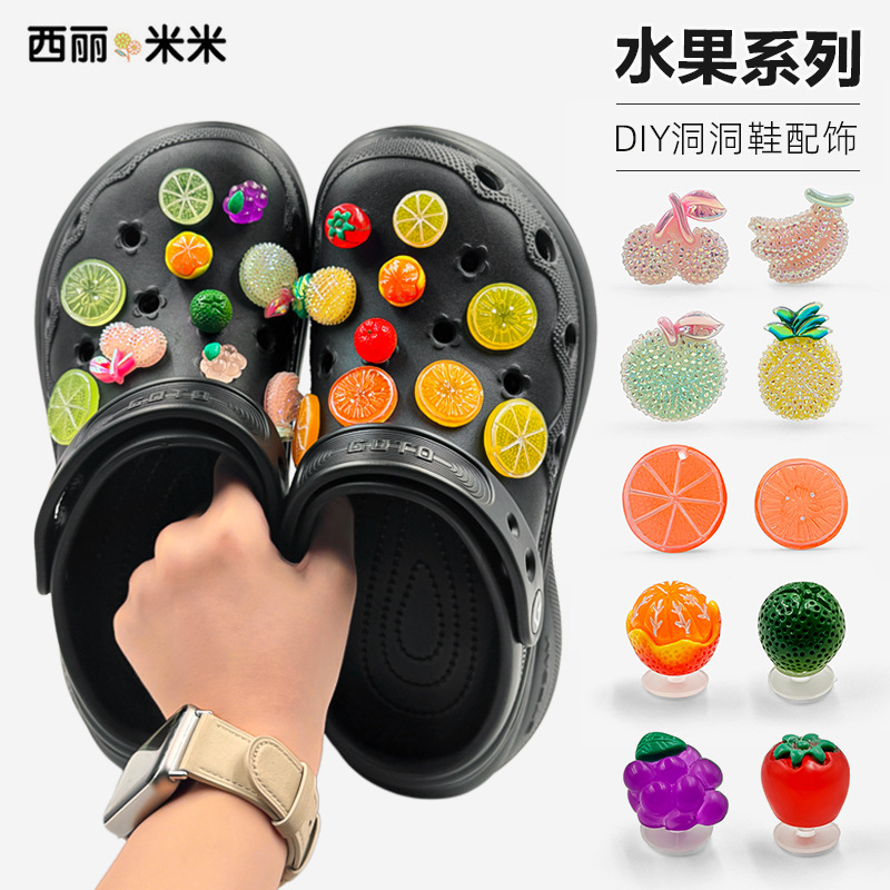 Summer New Fruit Colorful Shoe Flower DIY Three-Dimensional Simulation Clog Shoe Decoration Buckle Fresh Accessory Detachable