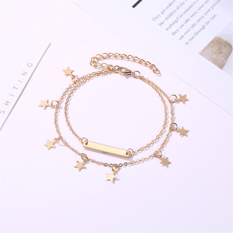 Picture of New foot jewelry trend women's simple European and American beach foot decoration fashion double five-pointed star anklet manufacturers wholesale