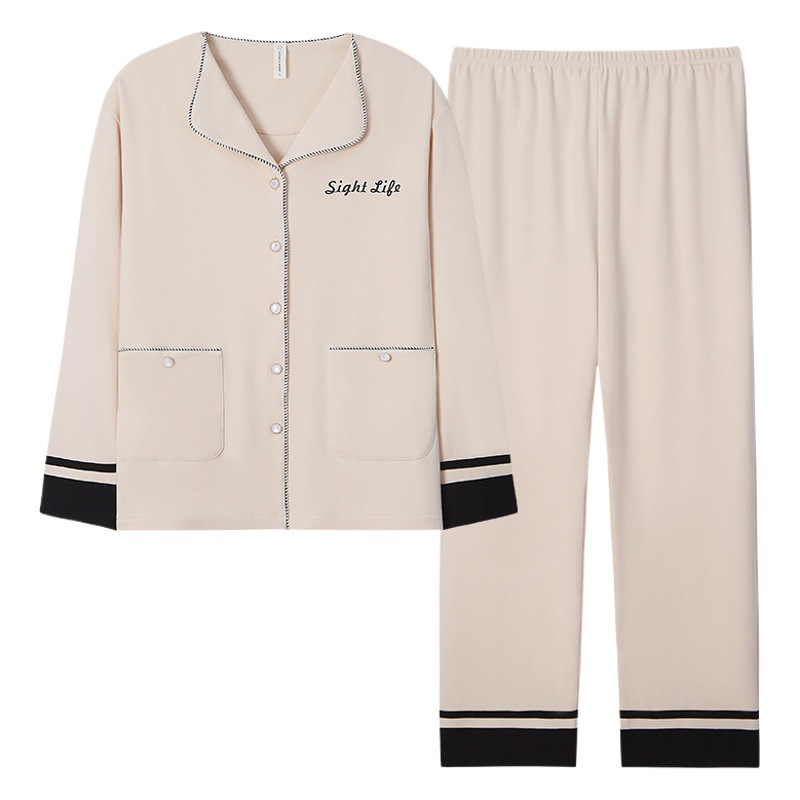 Pajamas for Women Spring and Autum Pure Cotton Long-Sleeved 2025 New Autum Casual Large Size Women's High-End Home Wear Set