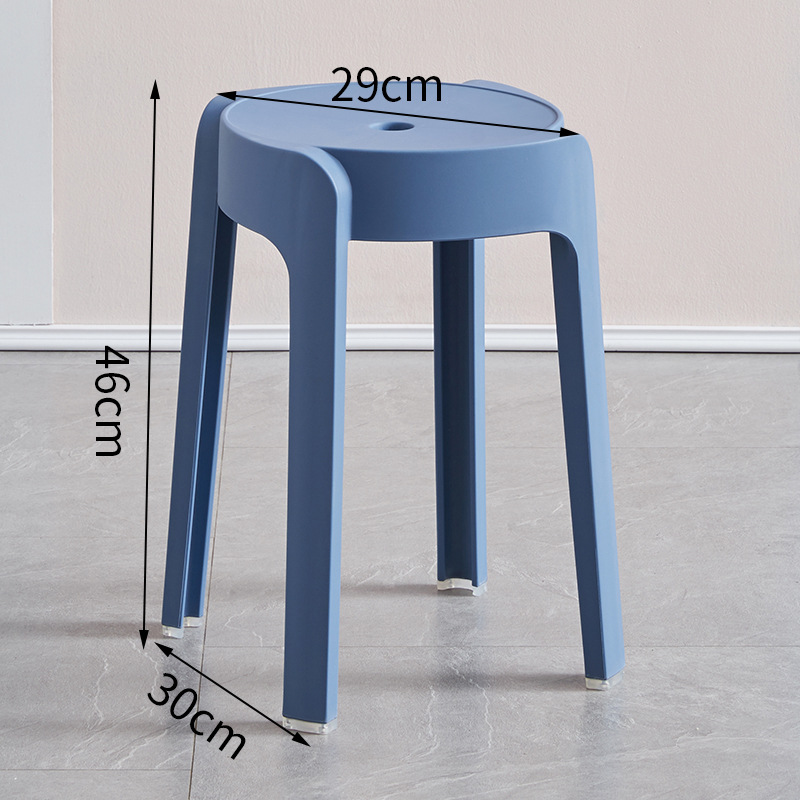 Picture of High Mature Plastic Stool Thickened Square Circle Backrest Home Dining Table Plastic Stool Dengzi Windmill Simple Bench Nordic Living Room
