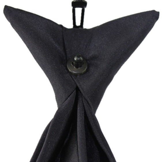 Picture of Black button polyester tie business easy pull lazy solid color tie wholesale iron buckle tie