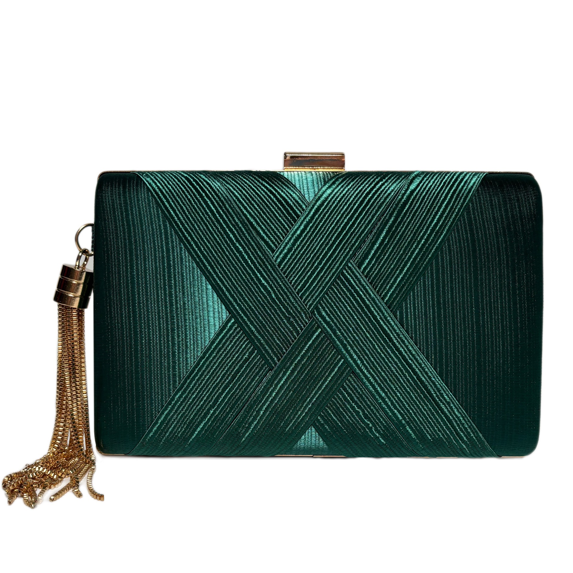 Picture of Foreign Trade Cross-border Silky Satin Cloth Woven Tassel Dinner Hand-held Women's Bag Chain Banquet Hand-held Shoulder Women's Bag
