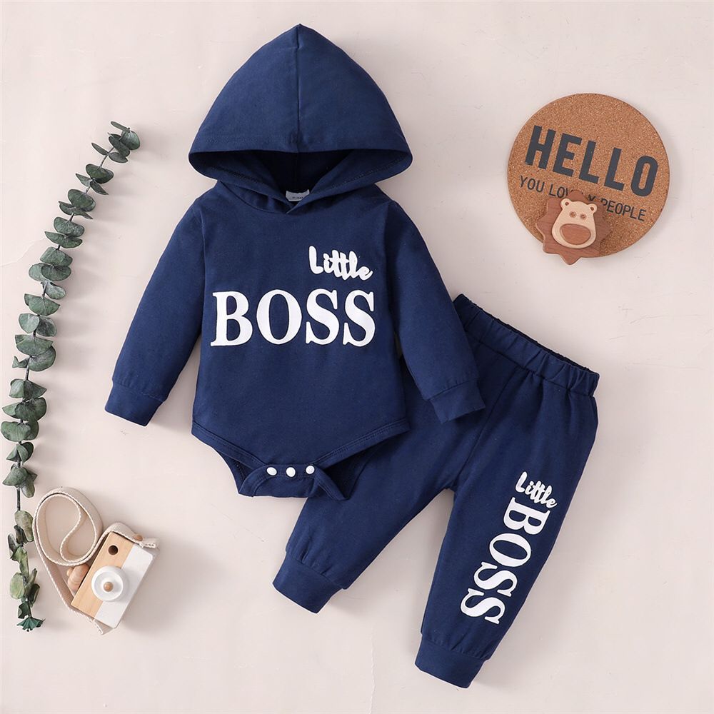 Picture of Pure Cotton Long-Sleeved Baby Hoodie Set European and American Style New Children's Spring and Autumn Solid Color Long-Sleeved Long Pants Two-Piece Set