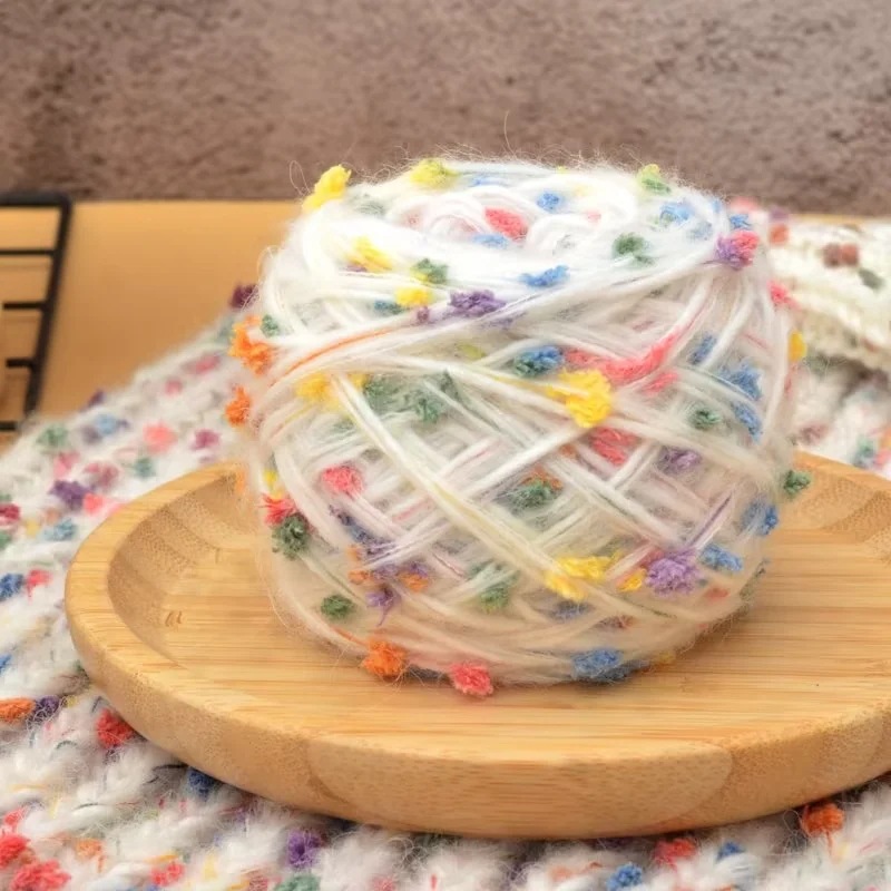 Rainbow candy colorful beanie thread scarf Net red same style hand-woven mohair Iceland men and women friends same style