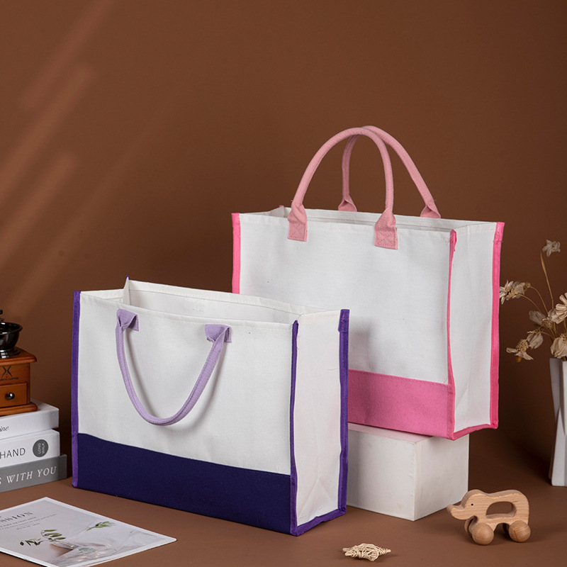 Picture of Tote bag custom color stitching canvas bag thickened three-dimensional coated canvas bag advertising gift shopping bag custom