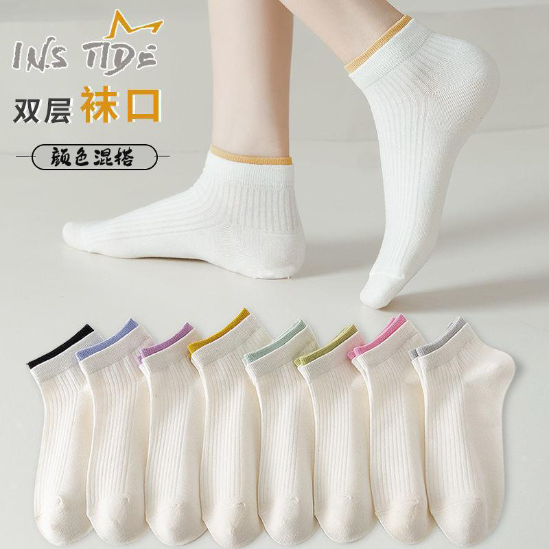 Picture of Solid Color Socks Women's Trendy All-match Boat Socks Macaron Color Short Socks Simple Short Socks Student Sports Socks Cotton Socks