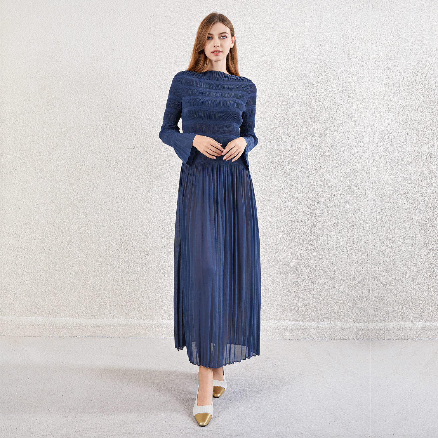 Picture of European and American Clothing Long-Sleeved Dress for Women 2024 Early Autumn New Large Size Slim Round Neck Elegant Elegant A-Line Long Skirt