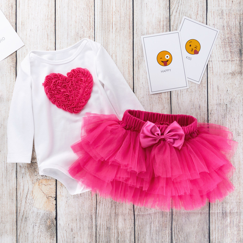 Picture of Cross-border Girls' Birthday Suit White Long-sleeved Cartoon One-year-old Hats Skirt Baby Top Princess Skirt