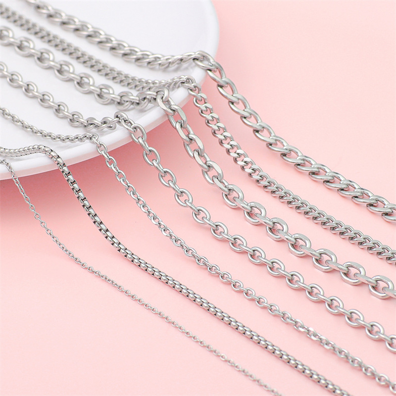 Picture of Trend Hip Hop Stainless Steel Y2K Ancient Silver Chain Extension Chain DIY Handmade Jewelry Bracelet Necklace Accessories Material