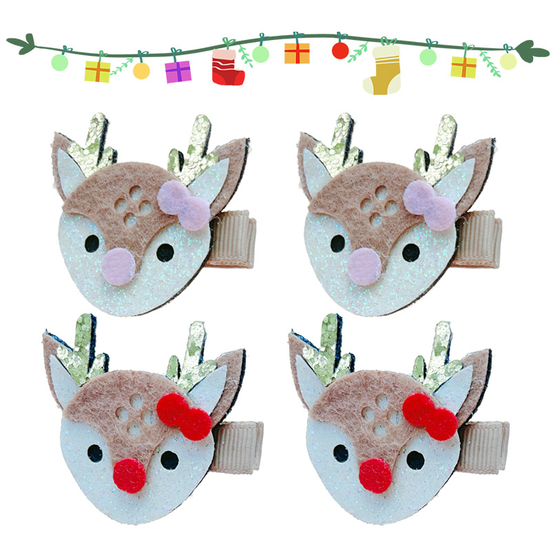 Picture of Christmas girls' jewelry headdress all-inclusive cloth flower antler hairpin cute Internet celebrity Christmas elk side clip